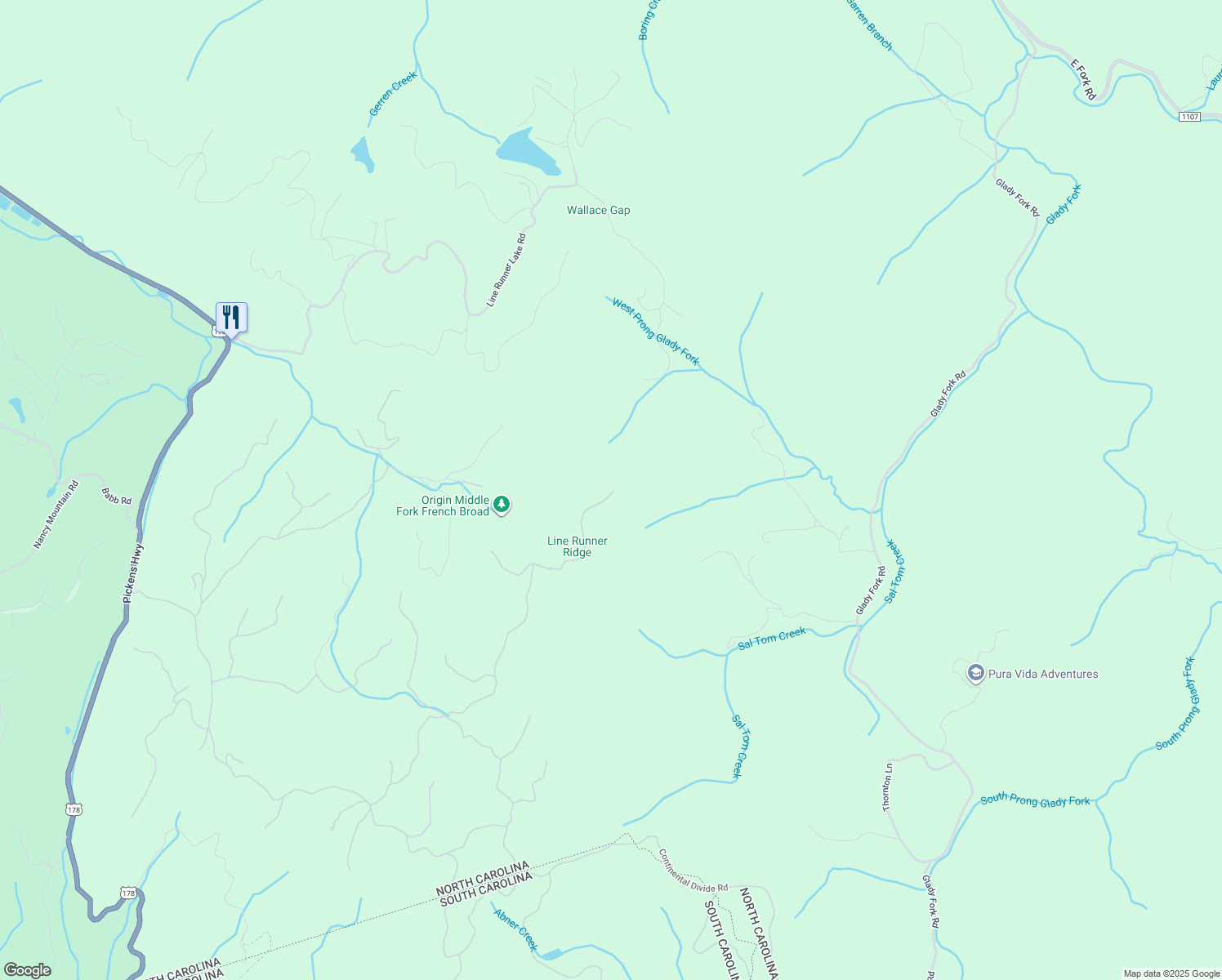 map of restaurants, bars, coffee shops, grocery stores, and more near 1386 Whitetail Trail in Rosman