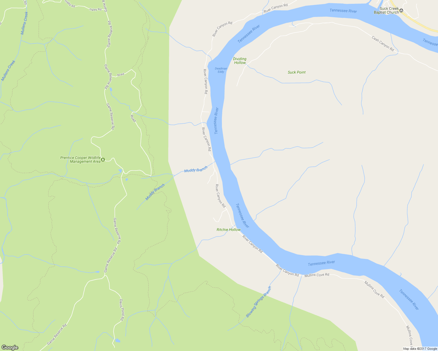 map of restaurants, bars, coffee shops, grocery stores, and more near 19100 River Canyon Road in Chattanooga