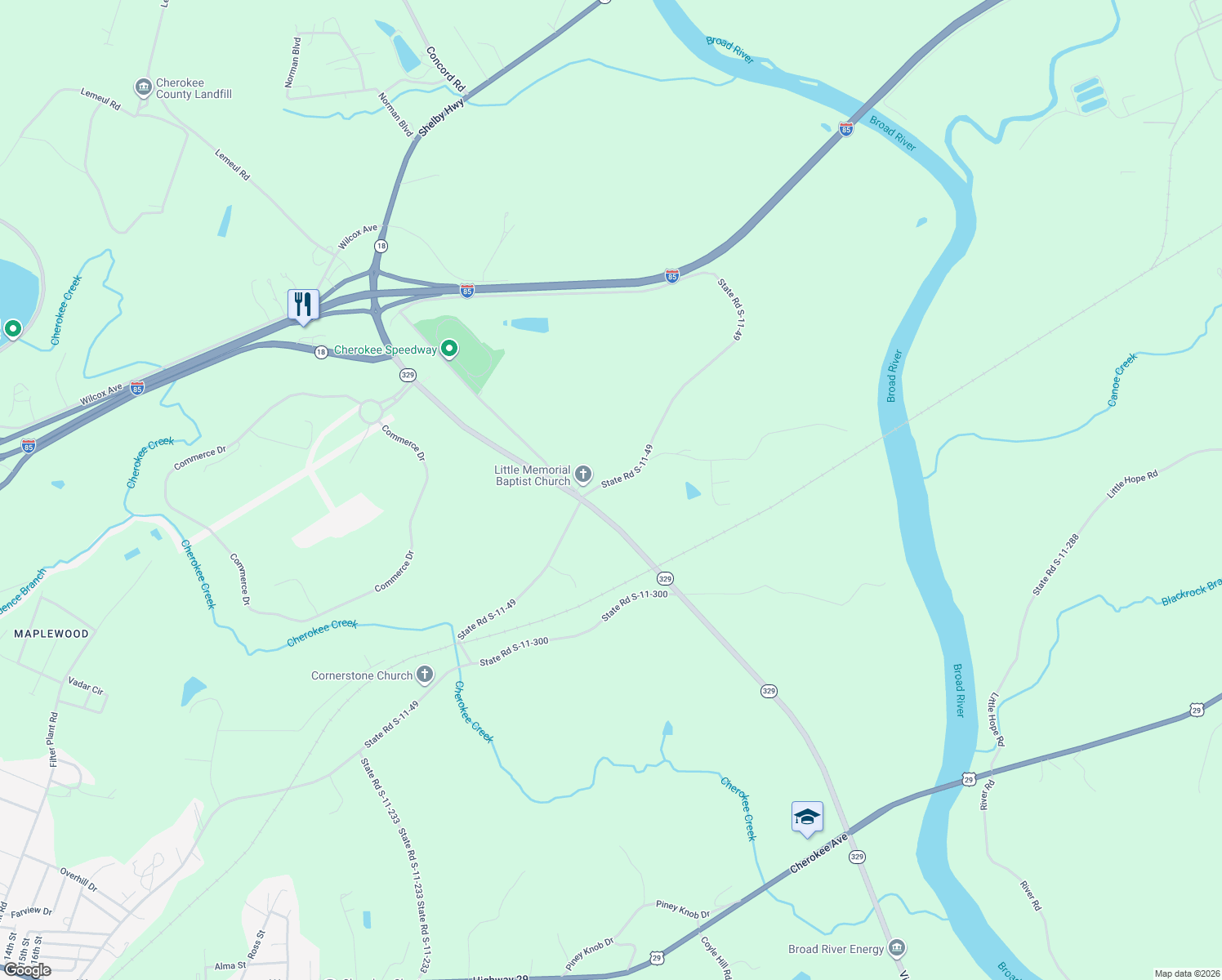 map of restaurants, bars, coffee shops, grocery stores, and more near 324 Gaffney Ferry Rd in Gaffney