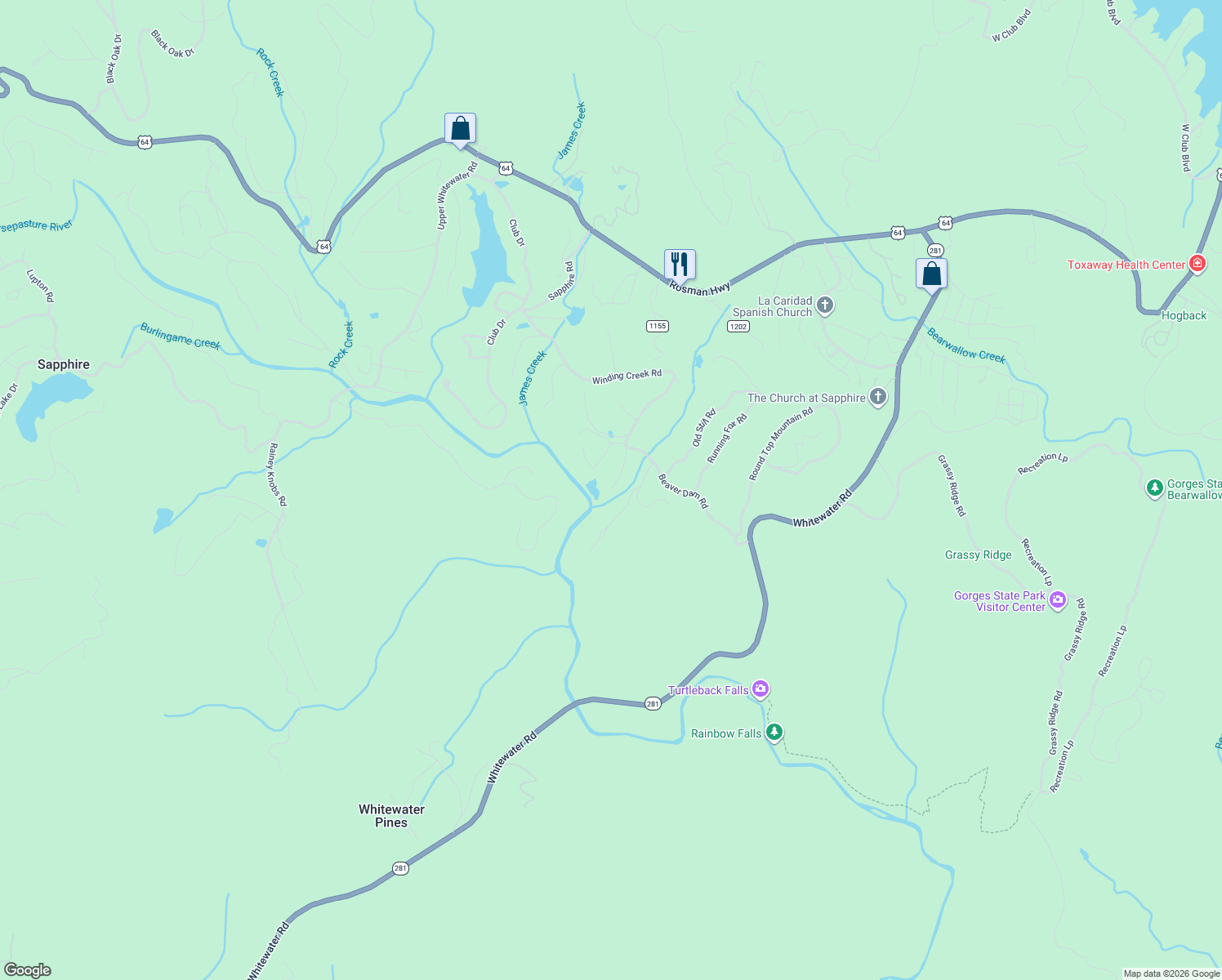 map of restaurants, bars, coffee shops, grocery stores, and more near 238 Hidden Lane in Sapphire