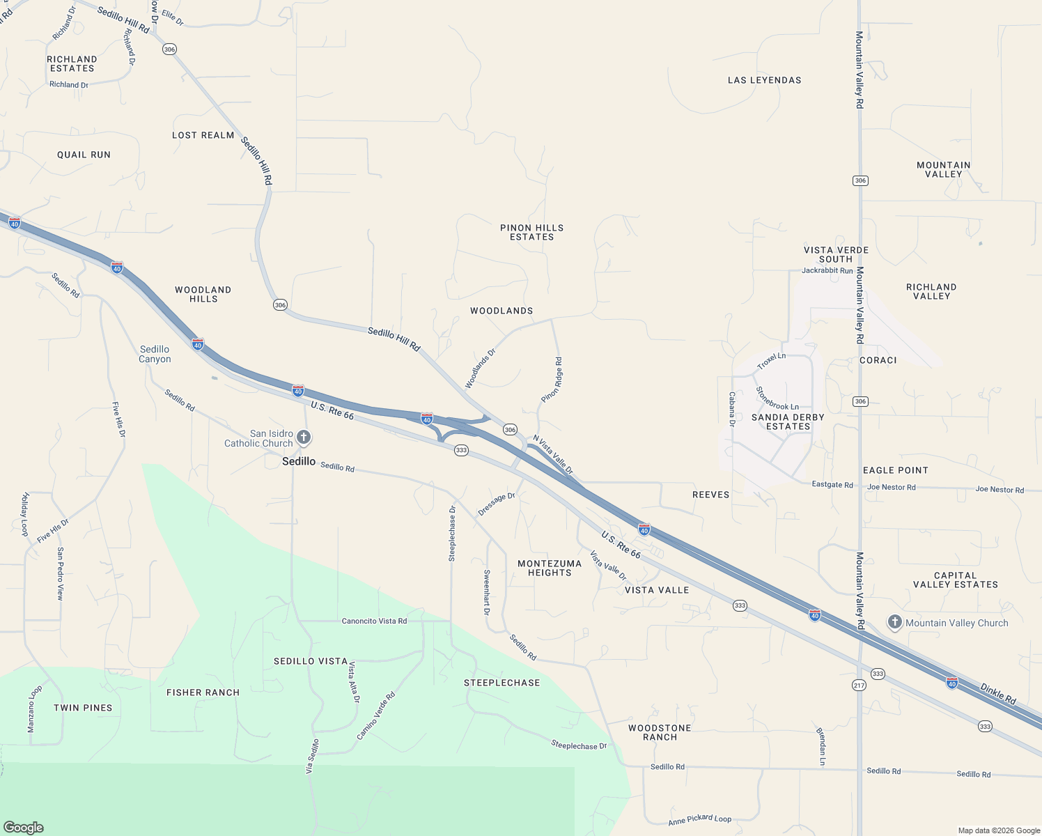 map of restaurants, bars, coffee shops, grocery stores, and more near 7 Pinon Ridge Road in Tijeras