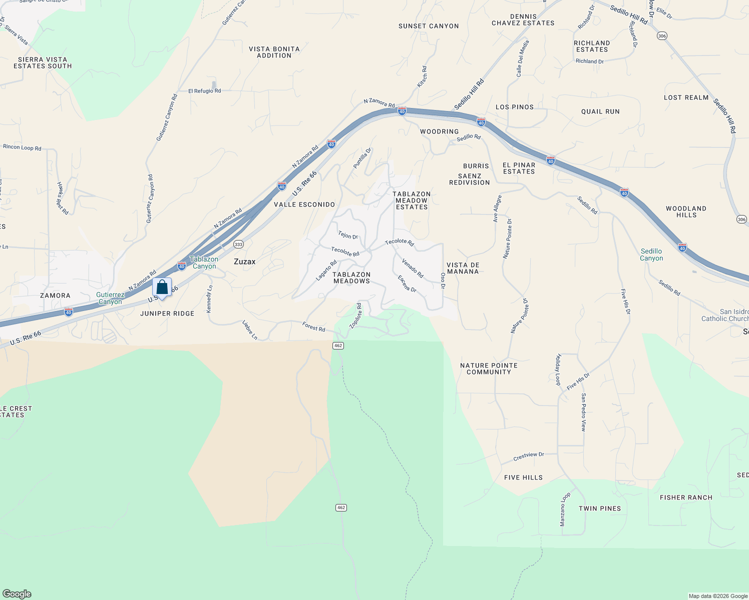 map of restaurants, bars, coffee shops, grocery stores, and more near 16 Zopilote Road in Tijeras