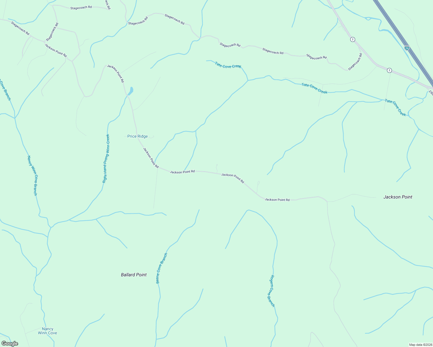 map of restaurants, bars, coffee shops, grocery stores, and more near 3425 Jackson Point Road in South Pittsburg