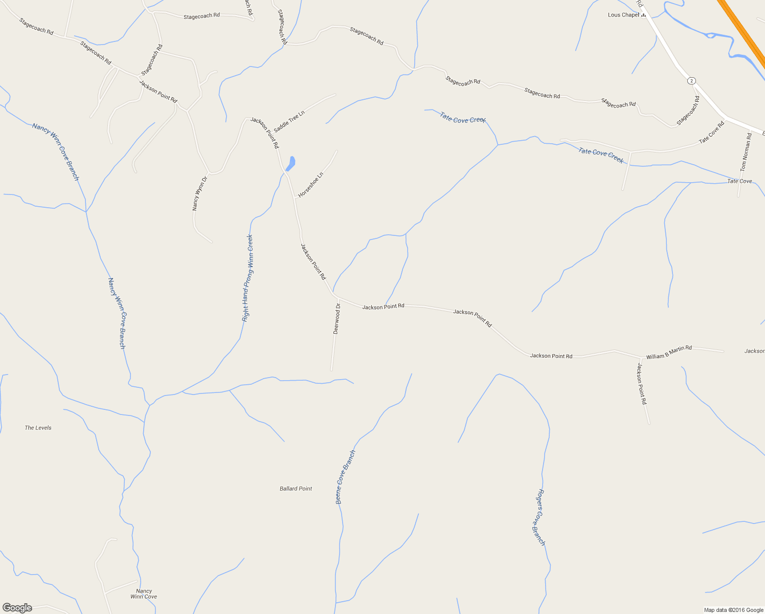 map of restaurants, bars, coffee shops, grocery stores, and more near Jackson Point Road in South Pittsburg