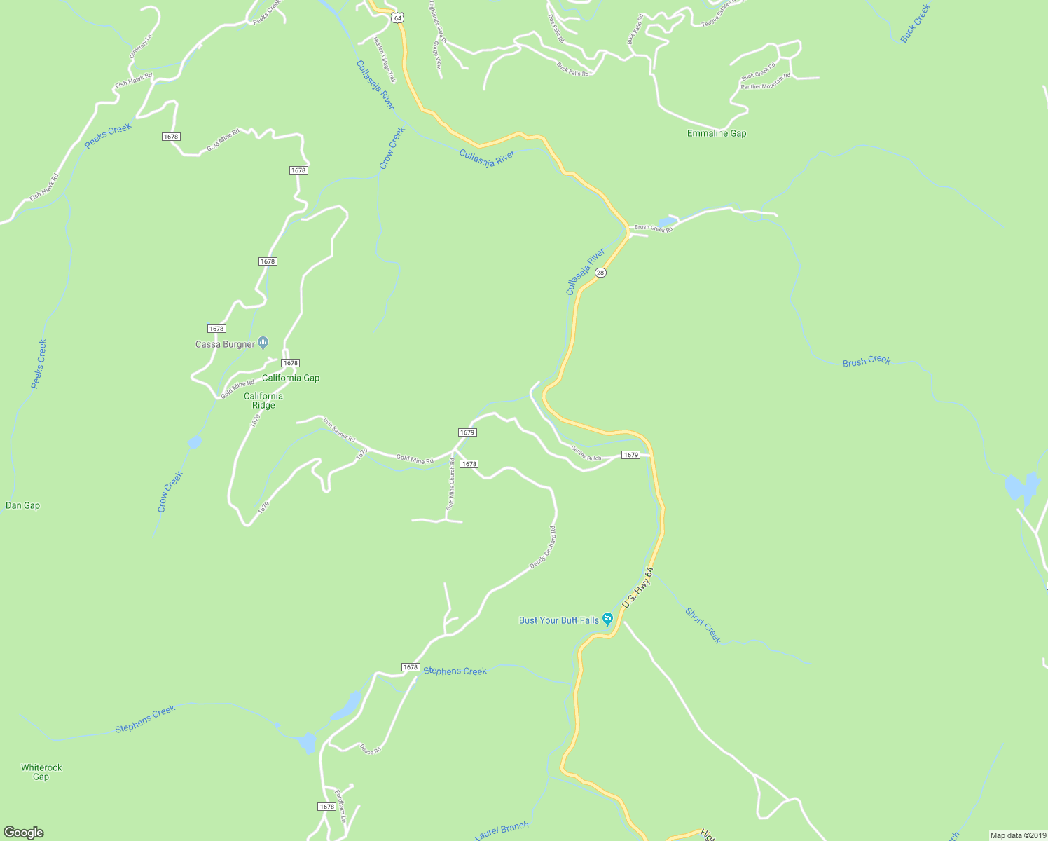map of restaurants, bars, coffee shops, grocery stores, and more near 411 Gold Mine Road in Highlands