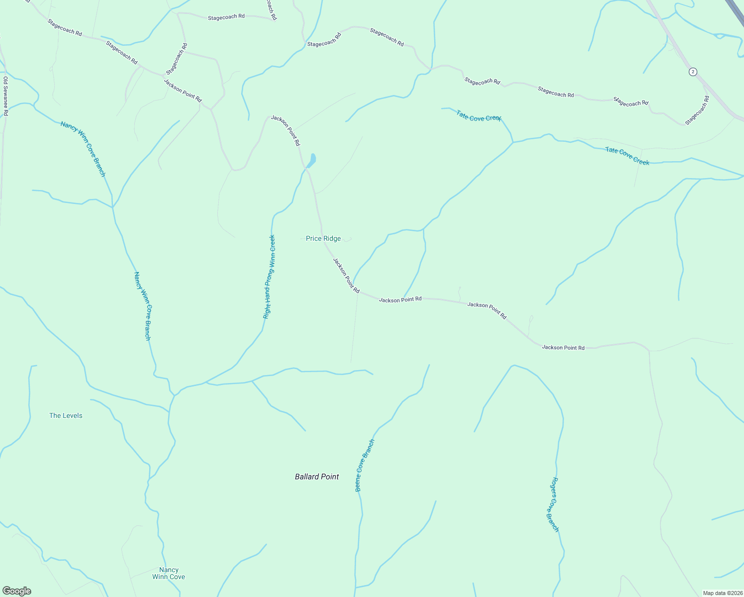 map of restaurants, bars, coffee shops, grocery stores, and more near Jackson Point Road in South Pittsburg
