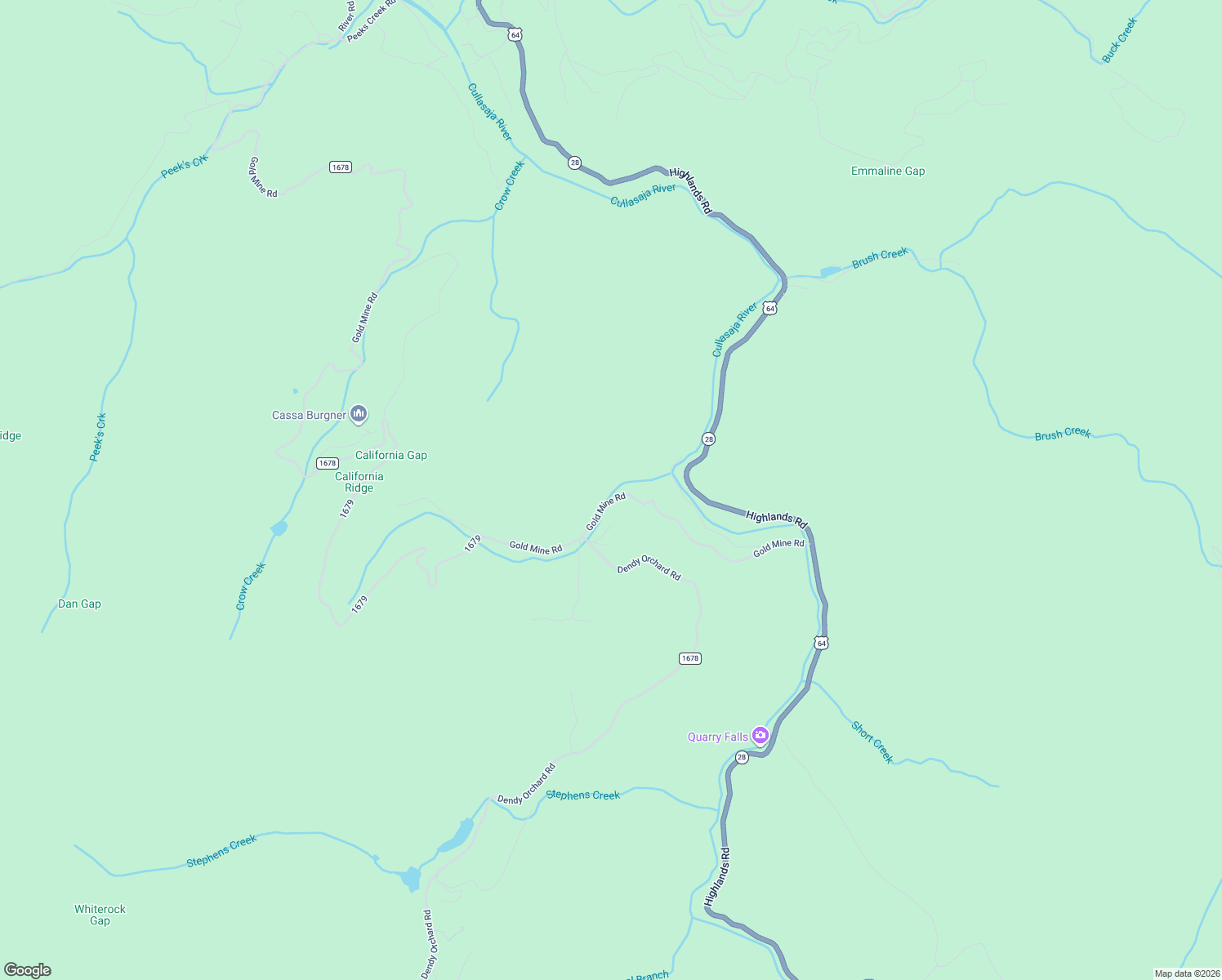 map of restaurants, bars, coffee shops, grocery stores, and more near 685 Gold Mine Road in Highlands