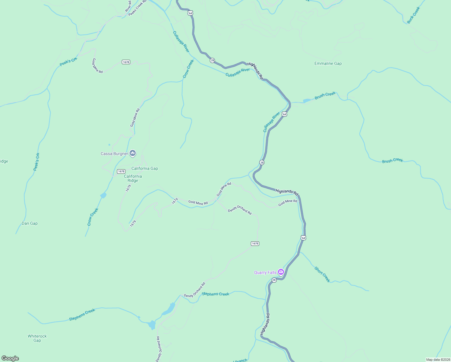 map of restaurants, bars, coffee shops, grocery stores, and more near 685 Gold Mine Road in Highlands