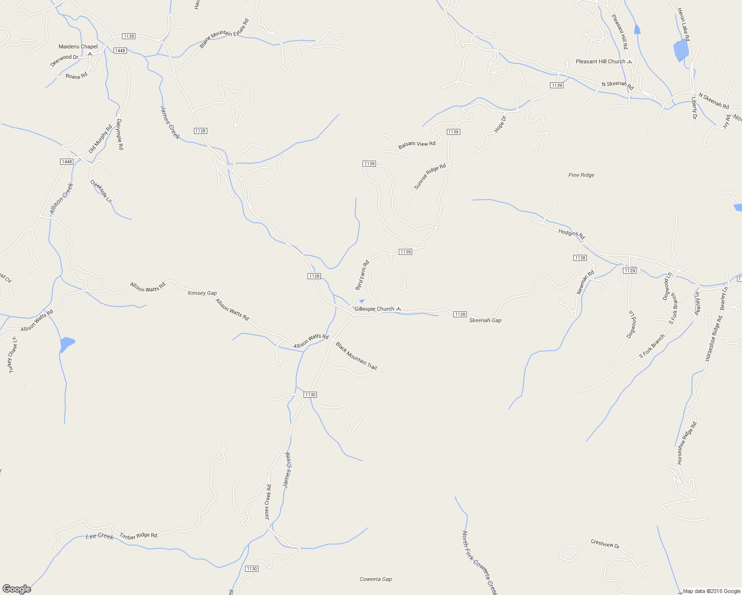 map of restaurants, bars, coffee shops, grocery stores, and more near Black Mountain Creek Road in Franklin