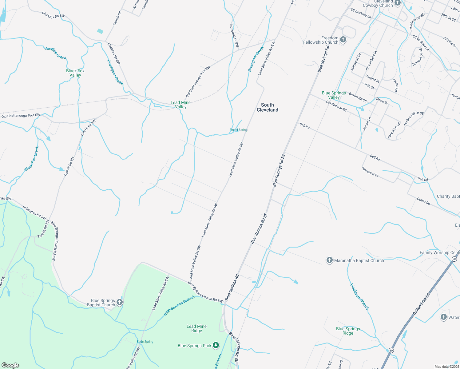 map of restaurants, bars, coffee shops, grocery stores, and more near 762 Lead Mine Valley Road Southwest in Cleveland