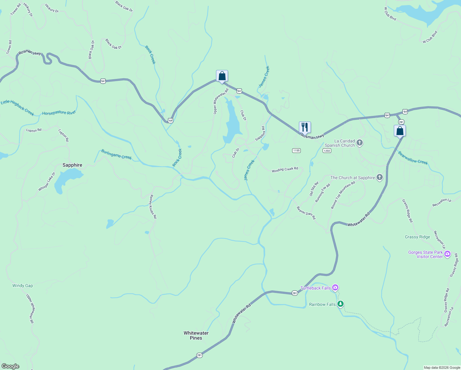 map of restaurants, bars, coffee shops, grocery stores, and more near 59 River Club Villas Drive in Sapphire