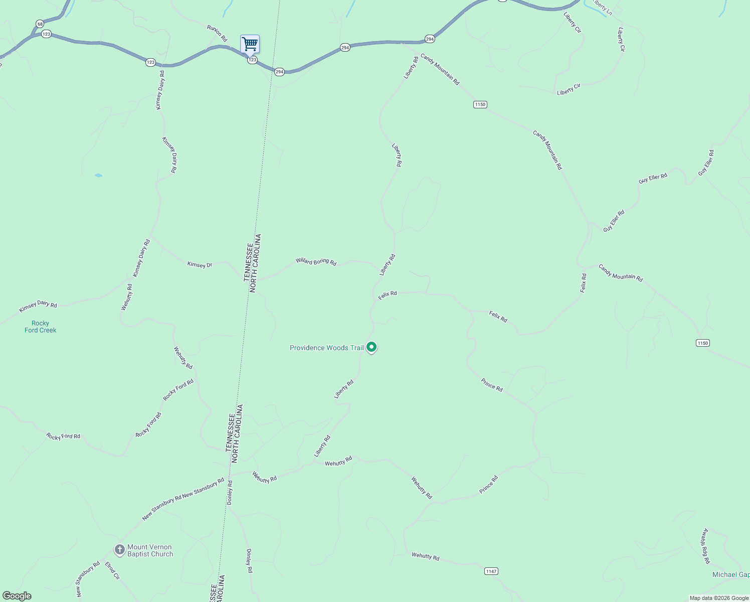 map of restaurants, bars, coffee shops, grocery stores, and more near 1401-1485 Liberty Road in Murphy