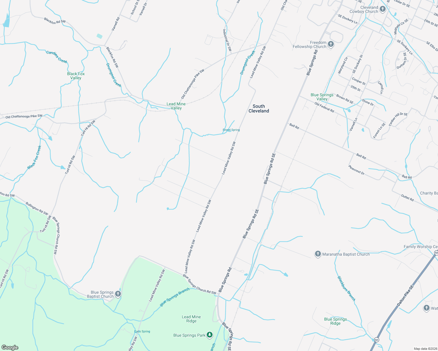 map of restaurants, bars, coffee shops, grocery stores, and more near 730 Lead Mine Valley Road Southwest in Cleveland