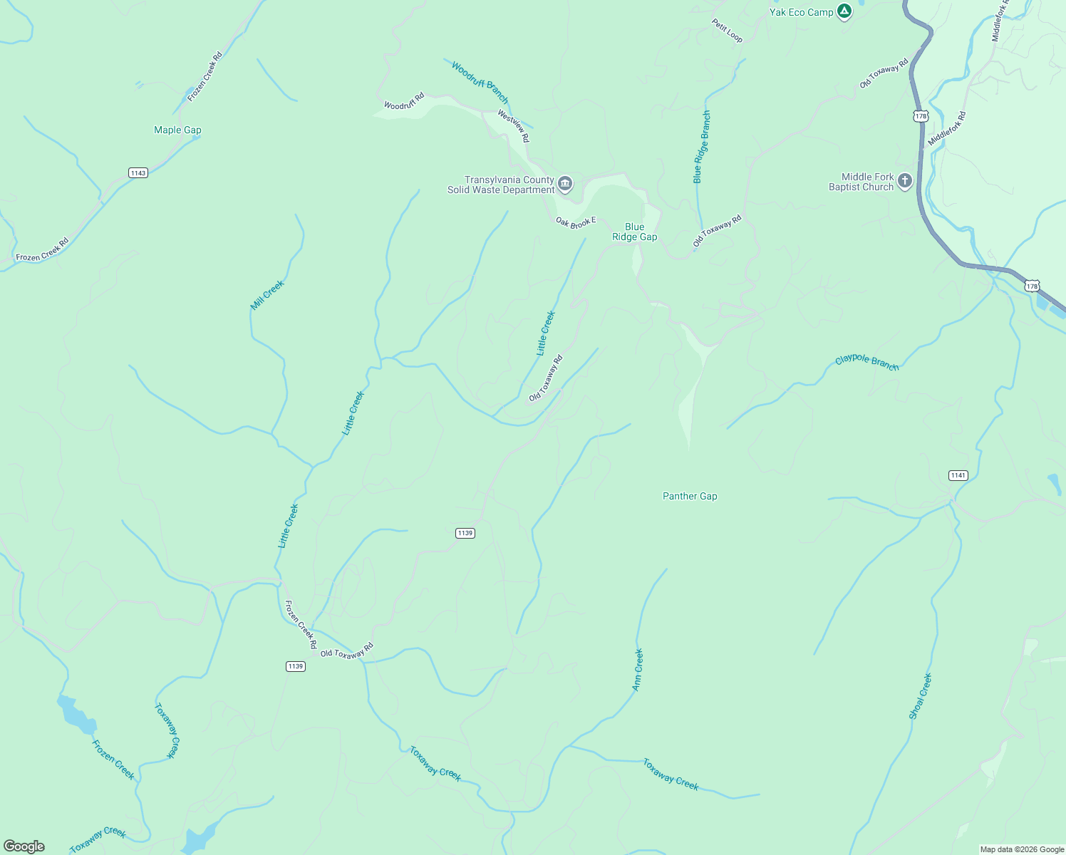 map of restaurants, bars, coffee shops, grocery stores, and more near 2294 Old Toxaway Road in Brevard