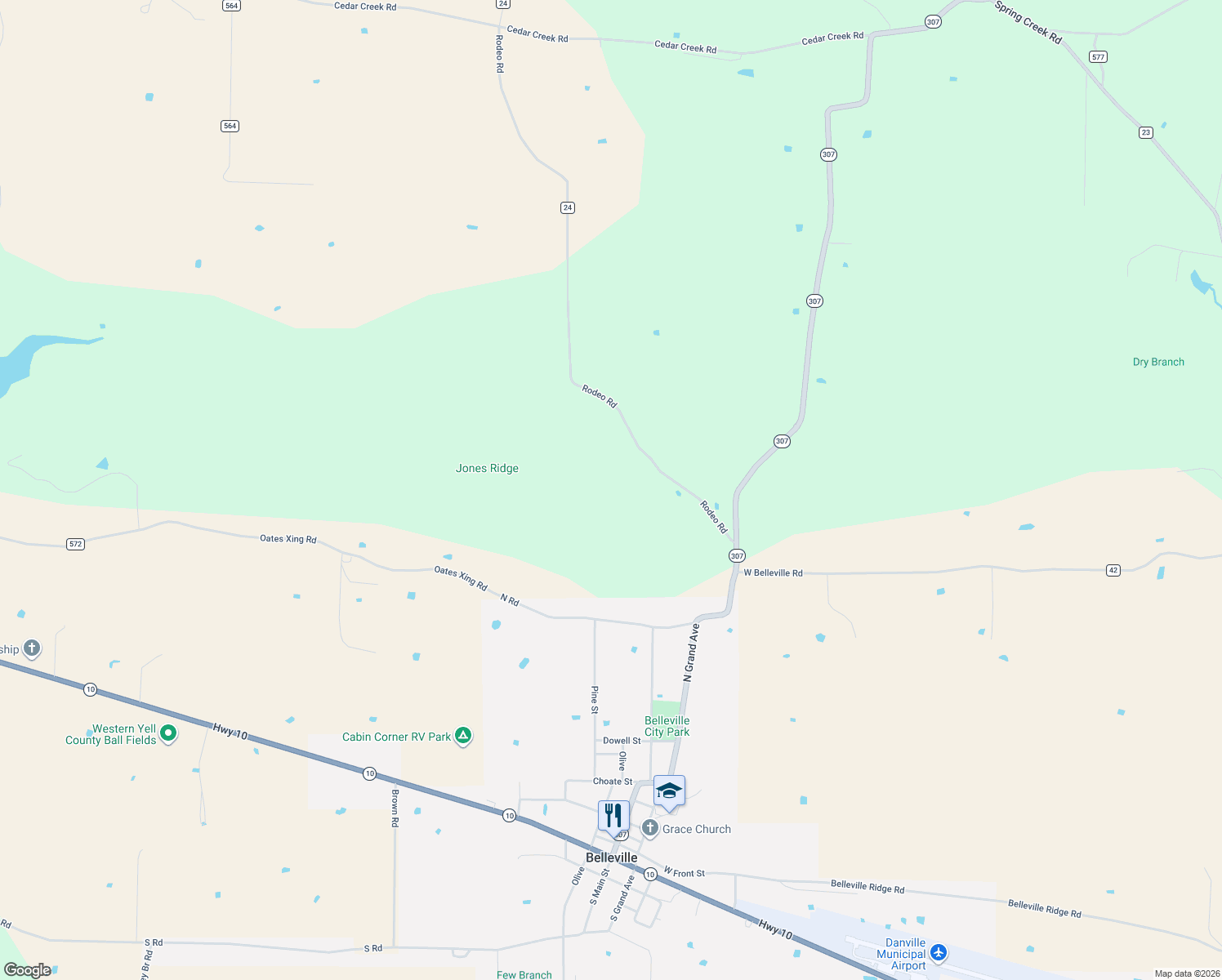 map of restaurants, bars, coffee shops, grocery stores, and more near 10355 Rodeo Road in Belleville