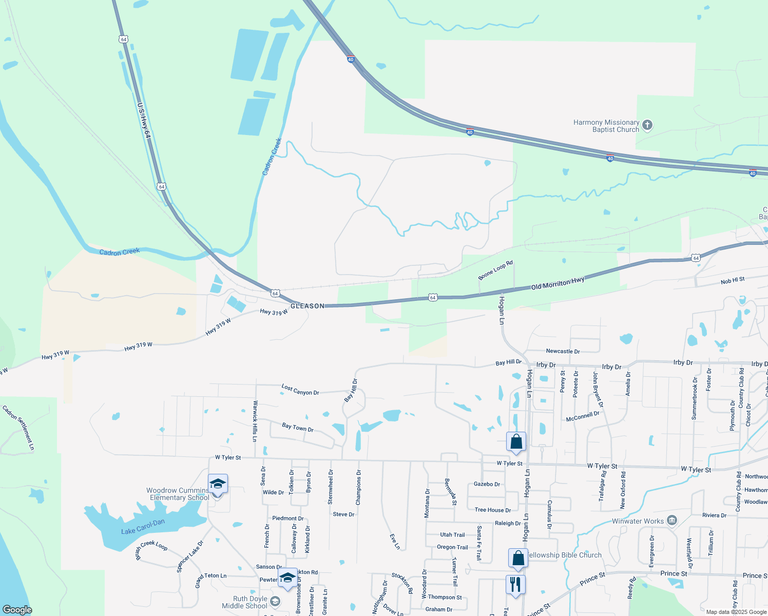 map of restaurants, bars, coffee shops, grocery stores, and more near 4675 U.S. 64 in Conway
