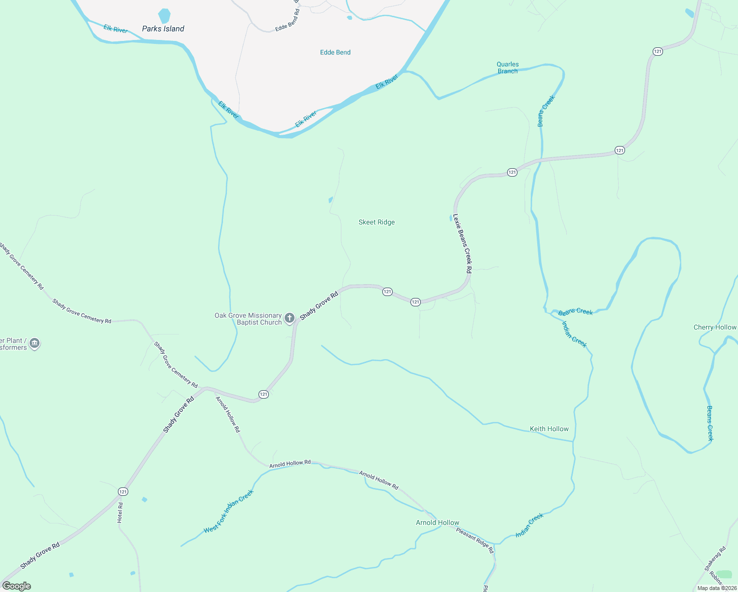 map of restaurants, bars, coffee shops, grocery stores, and more near 423 Shady Grove Road in Flintville