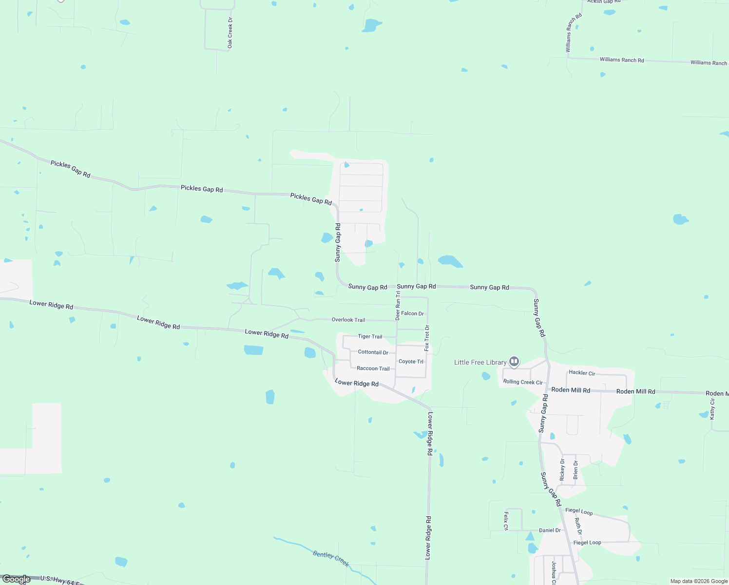 map of restaurants, bars, coffee shops, grocery stores, and more near 12 Wildcat Trail in Conway