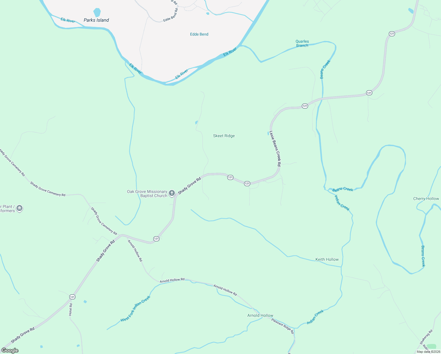 map of restaurants, bars, coffee shops, grocery stores, and more near 423 Shady Grove Road in Flintville