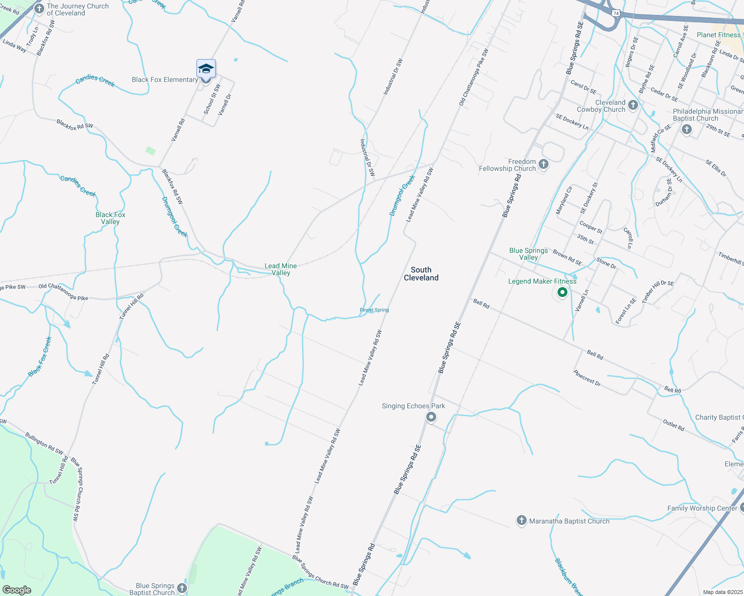 map of restaurants, bars, coffee shops, grocery stores, and more near 506 Lead Mine Valley Road Southwest in Cleveland