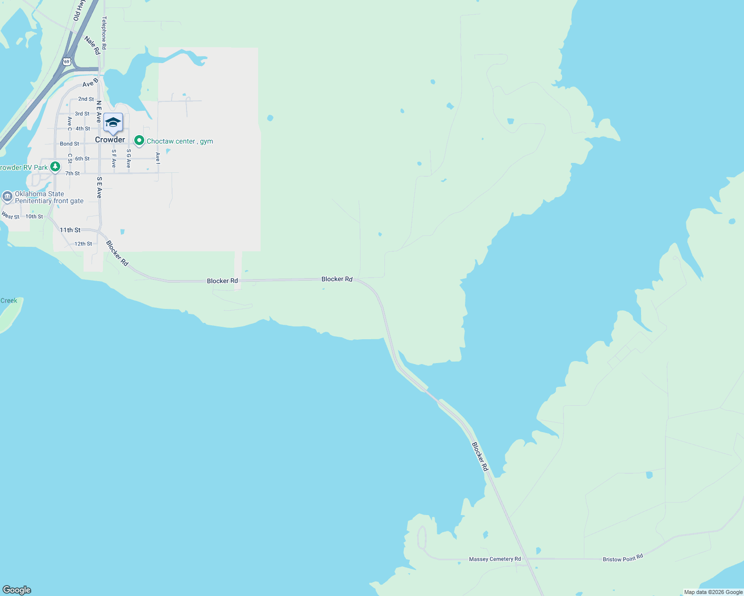 map of restaurants, bars, coffee shops, grocery stores, and more near Blocker Road in McAlester