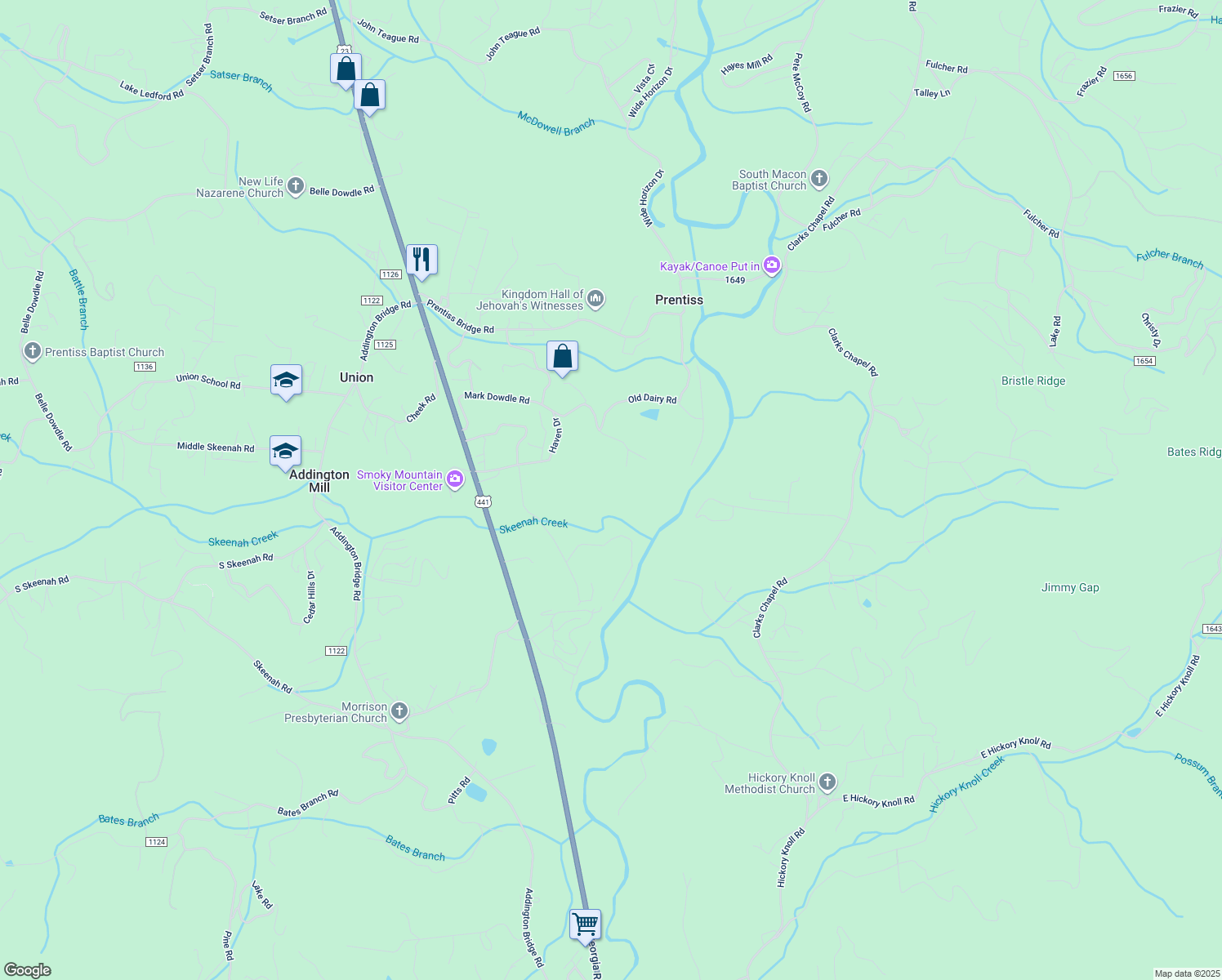 map of restaurants, bars, coffee shops, grocery stores, and more near 739 Mark Dowdle Road in Franklin