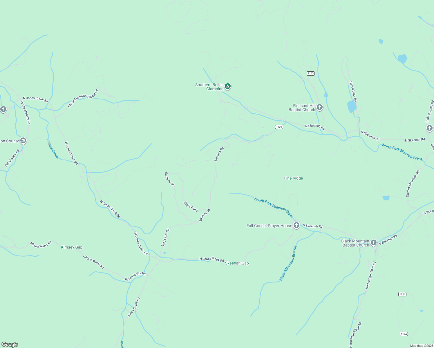 map of restaurants, bars, coffee shops, grocery stores, and more near State Road 1139 in Macon County