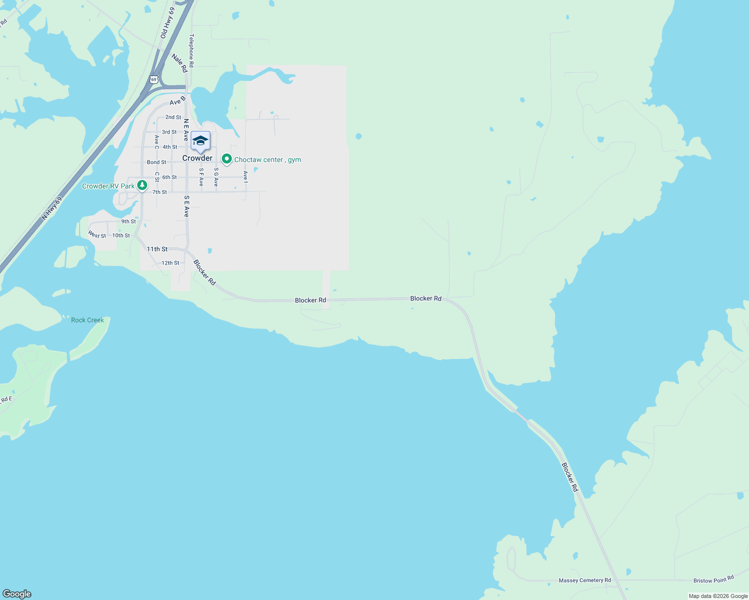 map of restaurants, bars, coffee shops, grocery stores, and more near 474 Blocker Road in McAlester
