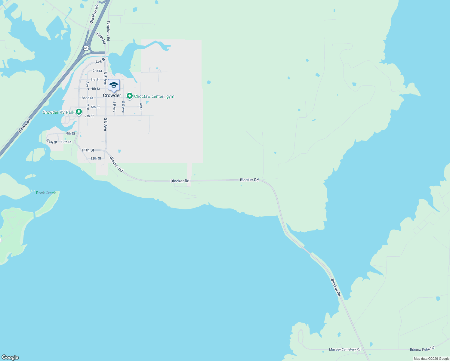 map of restaurants, bars, coffee shops, grocery stores, and more near 474 Blocker Road in McAlester