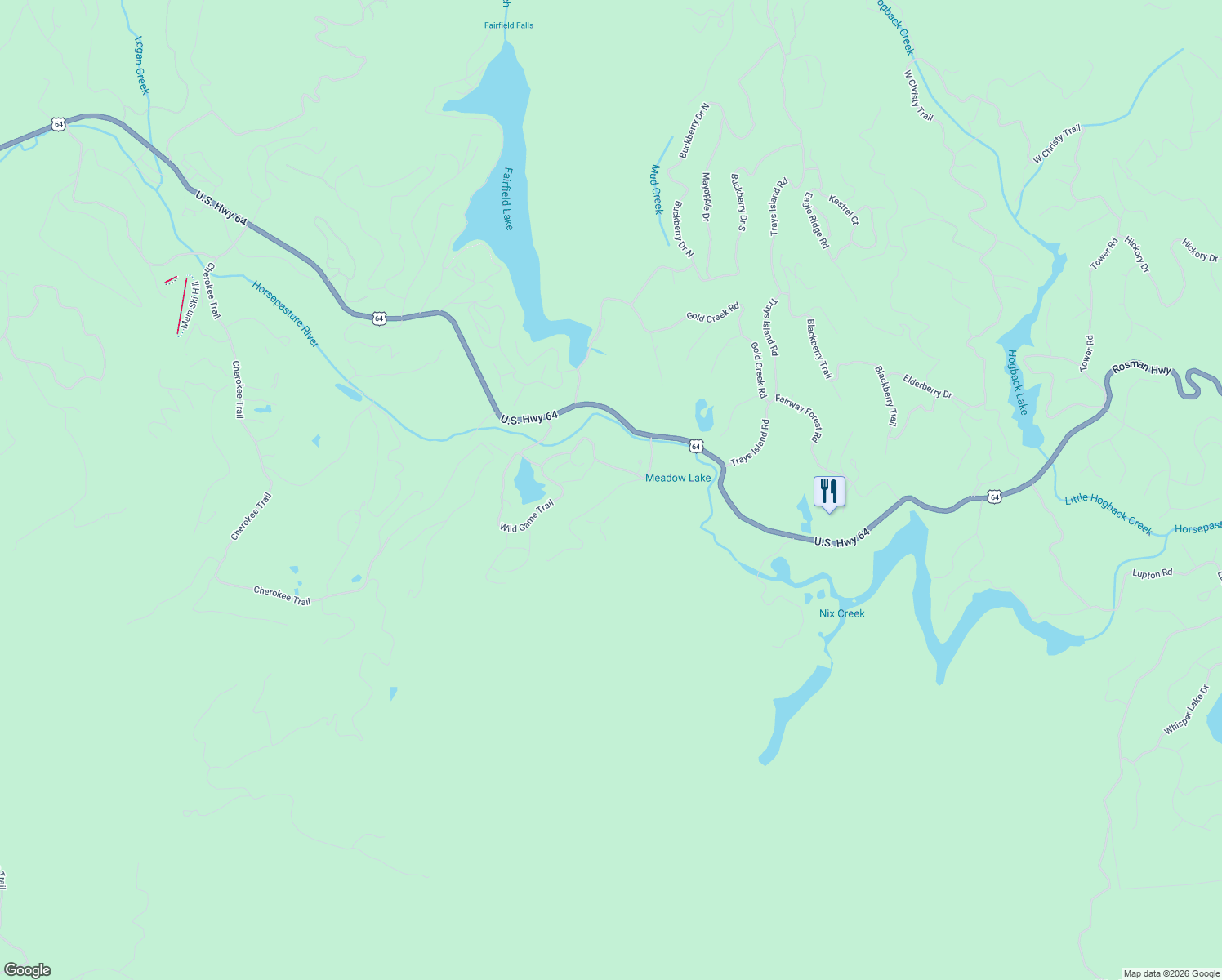 map of restaurants, bars, coffee shops, grocery stores, and more near 236 Deer Run Road in Sapphire