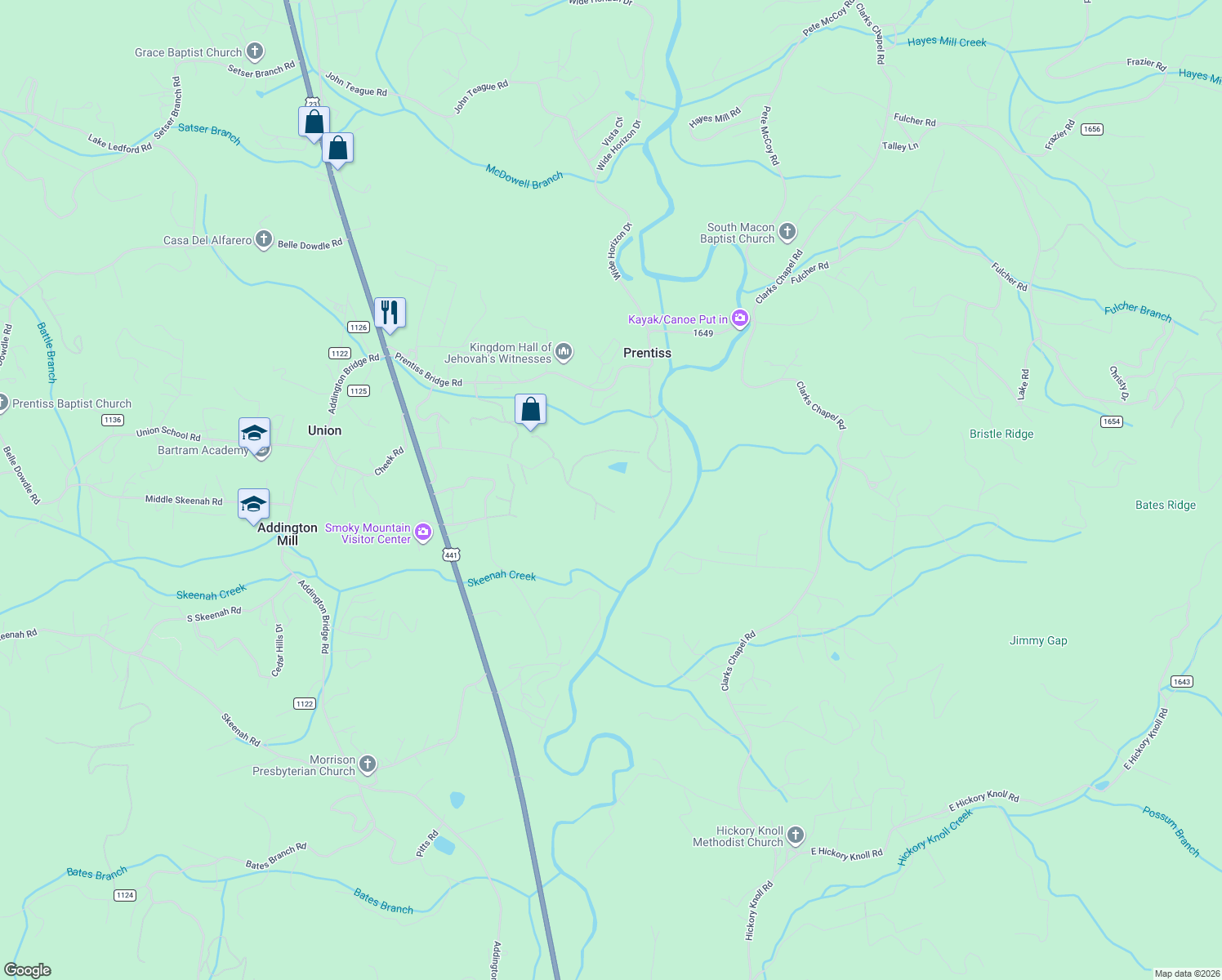 map of restaurants, bars, coffee shops, grocery stores, and more near 724 Mark Dowdle Road in Franklin