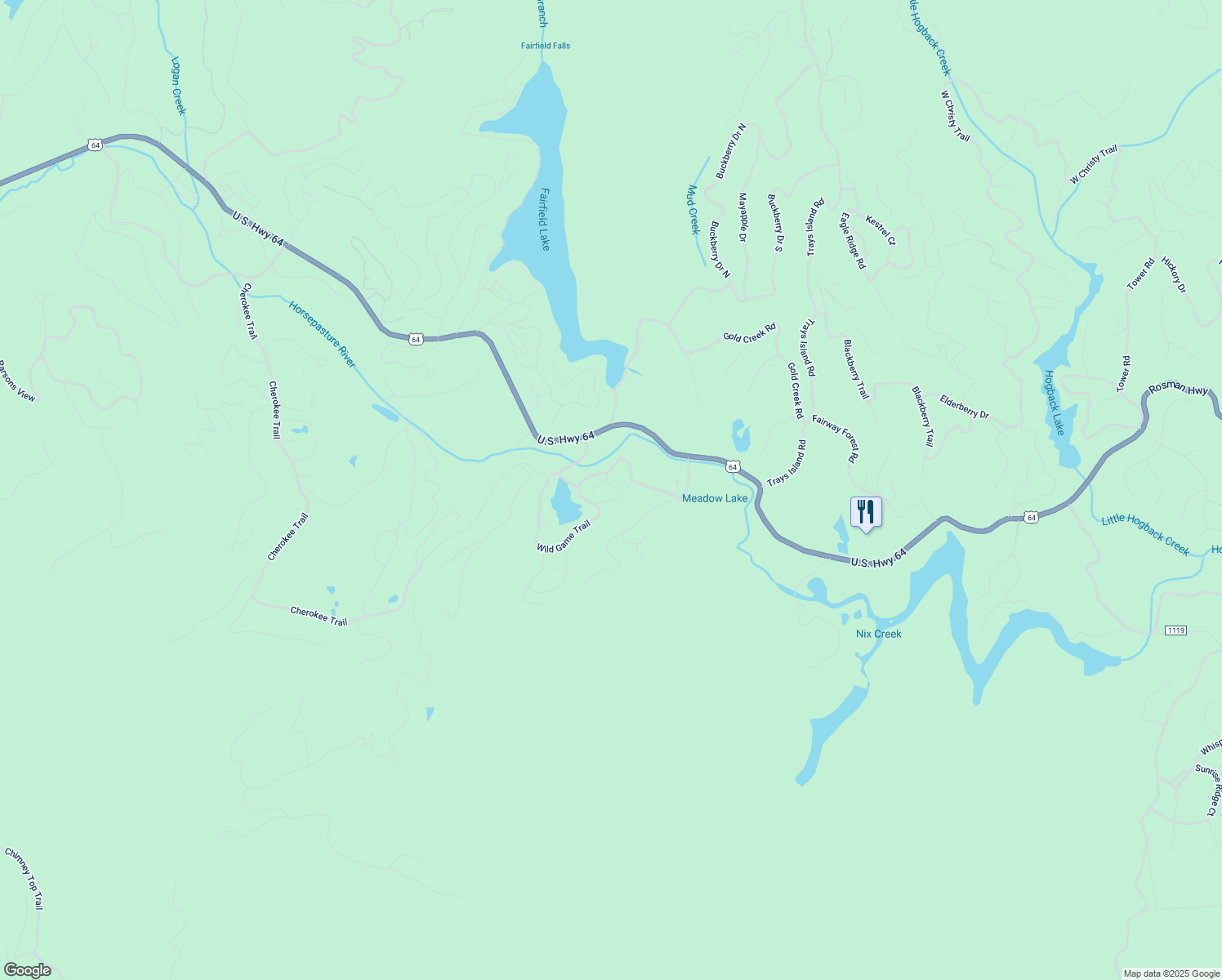 map of restaurants, bars, coffee shops, grocery stores, and more near 26 Lonely Mountain Drive in Sapphire