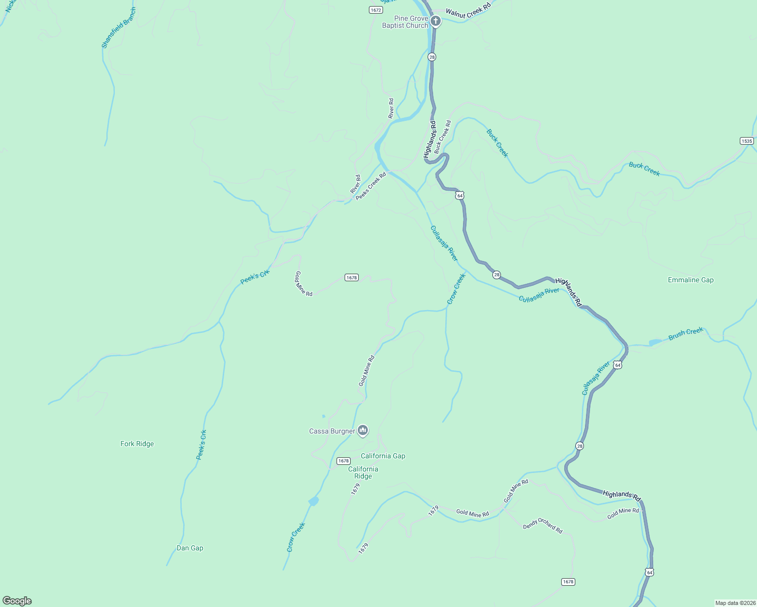 map of restaurants, bars, coffee shops, grocery stores, and more near 4074 Gold Mine Road in Highlands