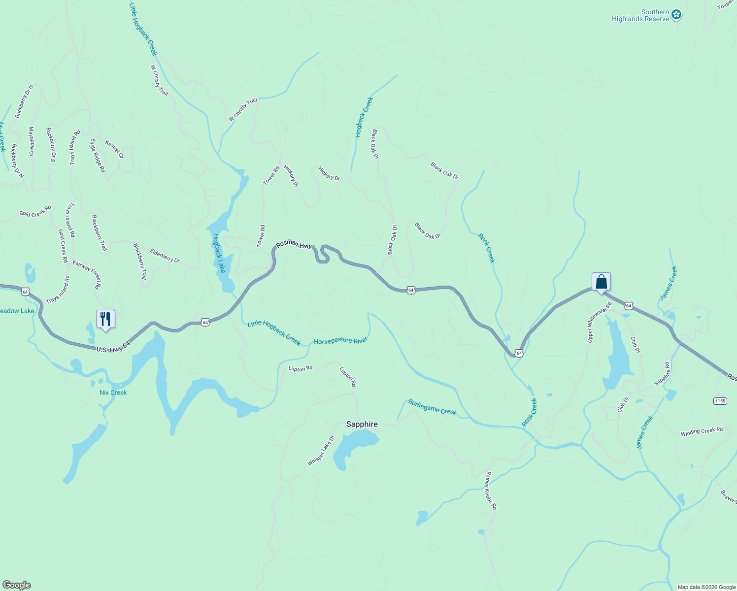 map of restaurants, bars, coffee shops, grocery stores, and more near 36 Alder Court in Sapphire