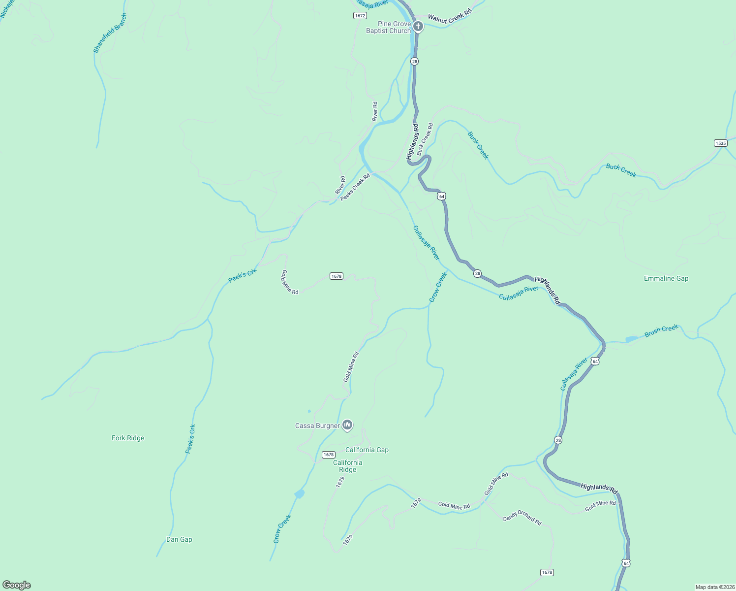 map of restaurants, bars, coffee shops, grocery stores, and more near 4074 Gold Mine Road in Highlands