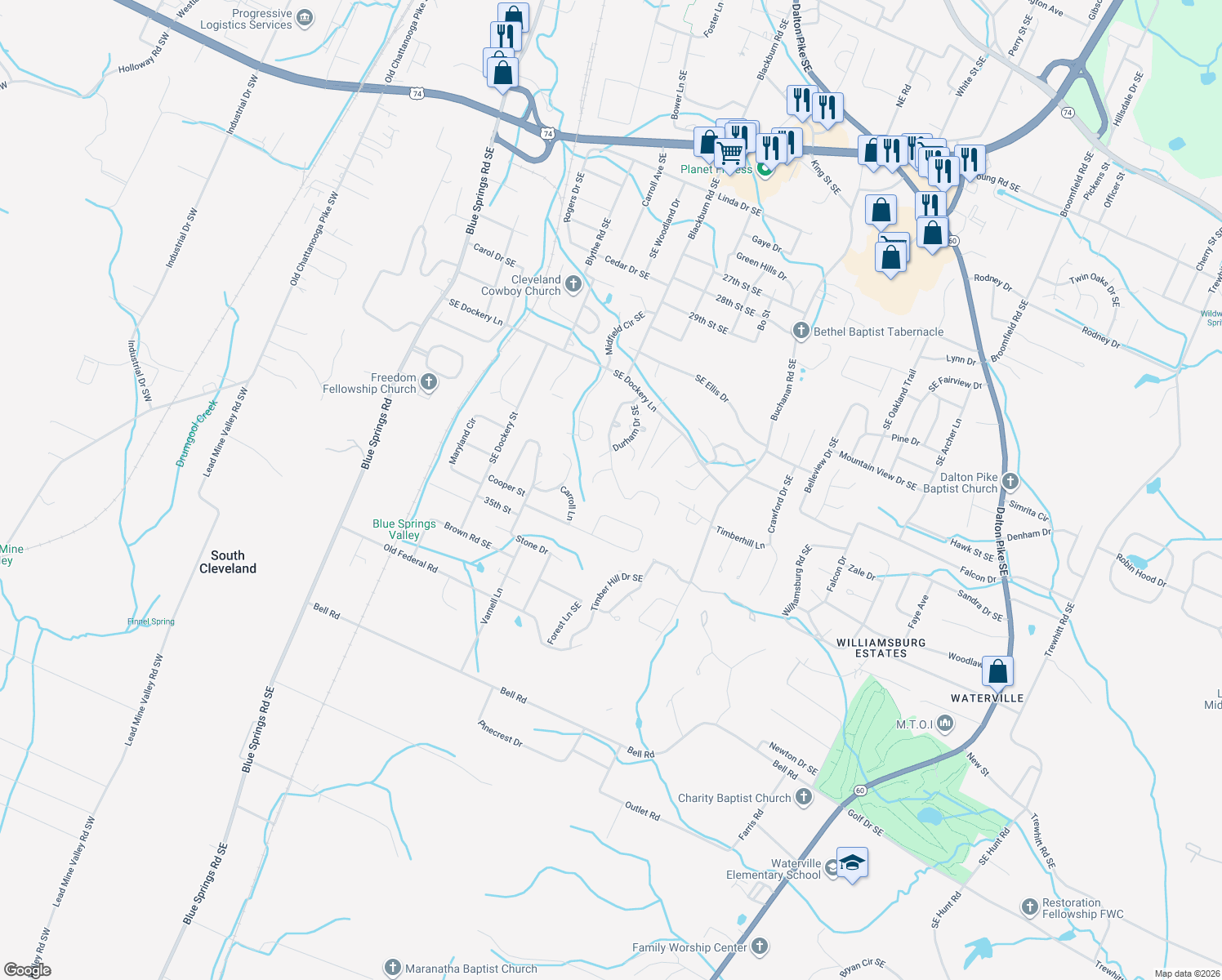 map of restaurants, bars, coffee shops, grocery stores, and more near 3260 Somerset Dr SE in Cleveland