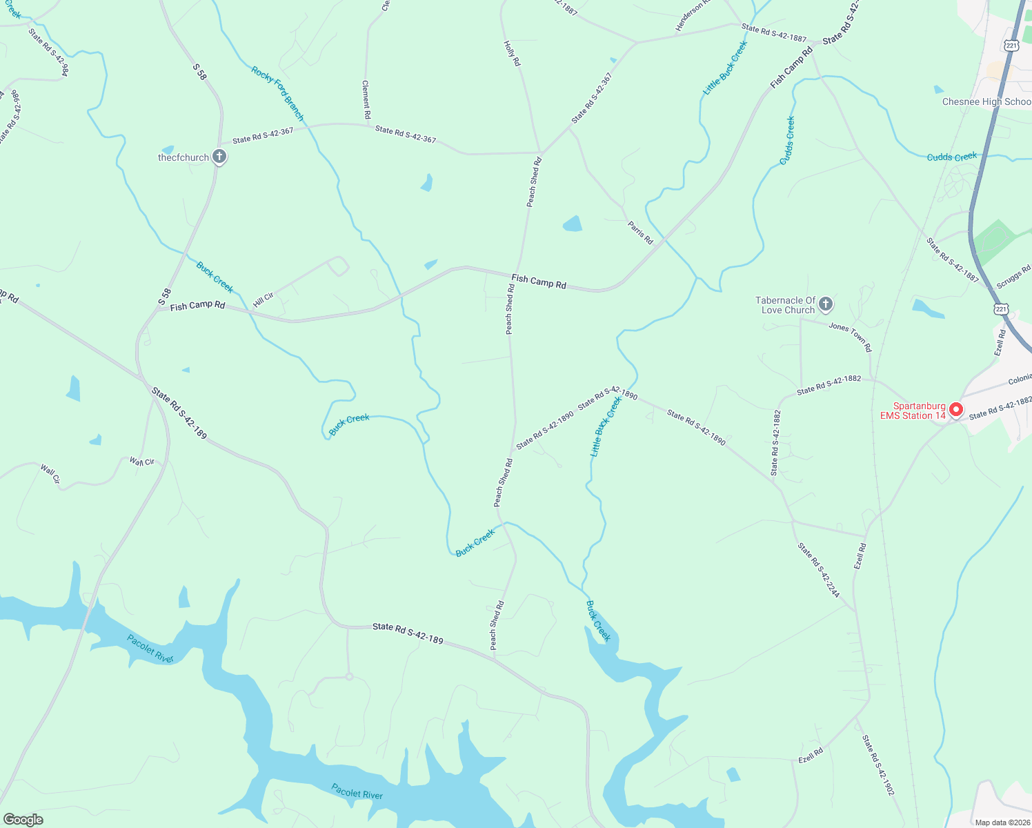 map of restaurants, bars, coffee shops, grocery stores, and more near Creek Road in Chesnee