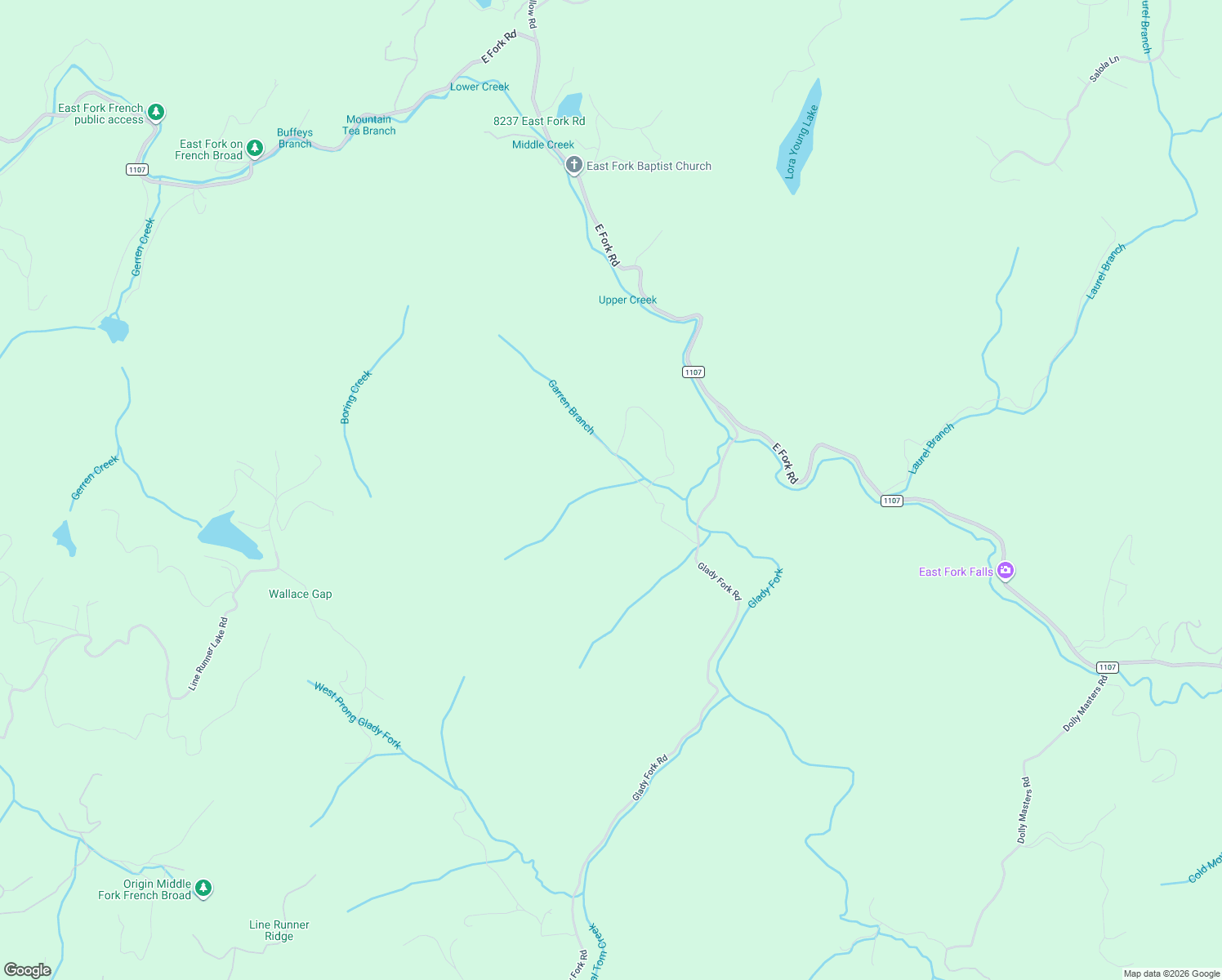 map of restaurants, bars, coffee shops, grocery stores, and more near 302 Garren Creek Road in Brevard