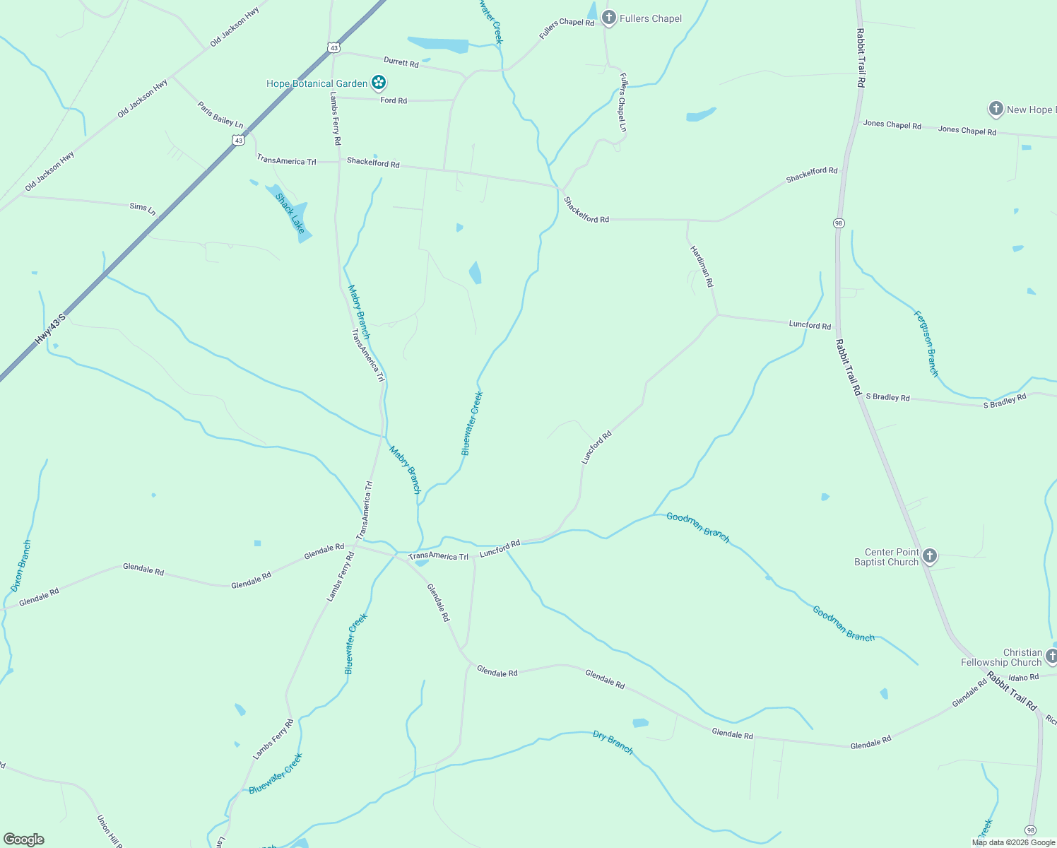 map of restaurants, bars, coffee shops, grocery stores, and more near 105 Luncford Road in Leoma