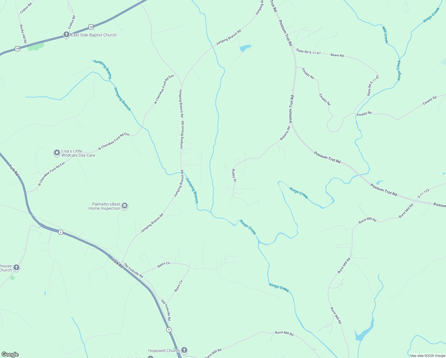 map of restaurants, bars, coffee shops, grocery stores, and more near 258 Roberts Road in Blacksburg