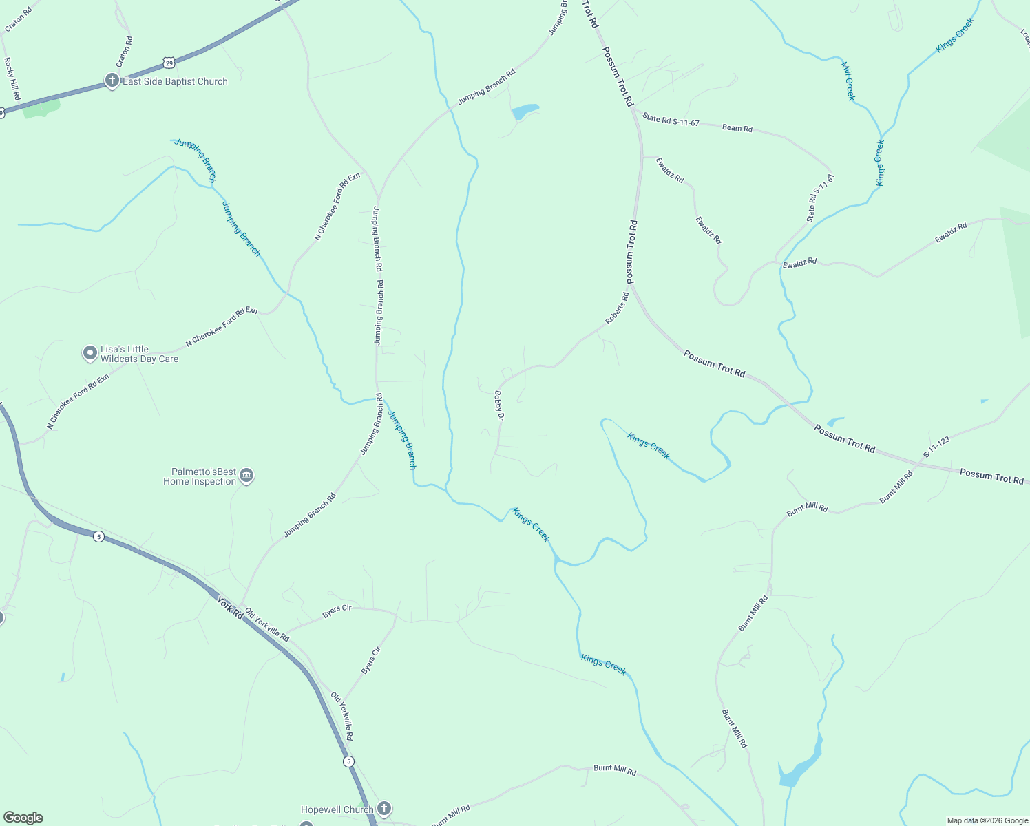 map of restaurants, bars, coffee shops, grocery stores, and more near 258-262 Roberts Road in Blacksburg