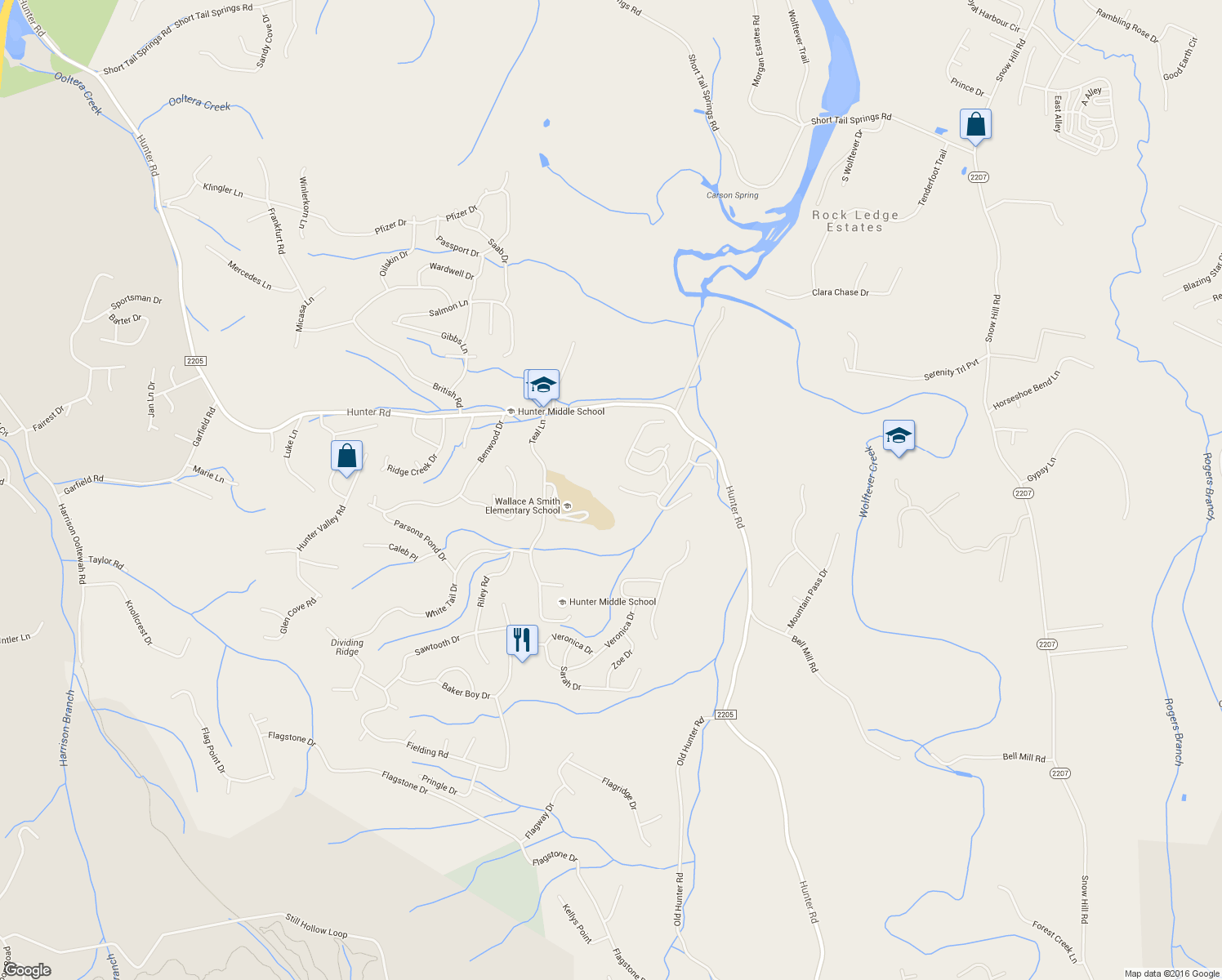 map of restaurants, bars, coffee shops, grocery stores, and more near 6790 Crooked Cove Way in Ooltewah