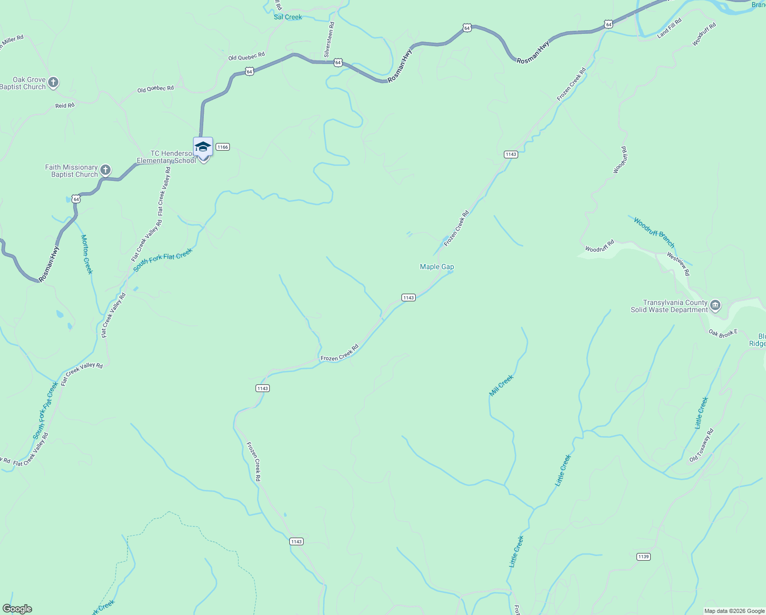 map of restaurants, bars, coffee shops, grocery stores, and more near 1896 Frozen Creek Road in Brevard
