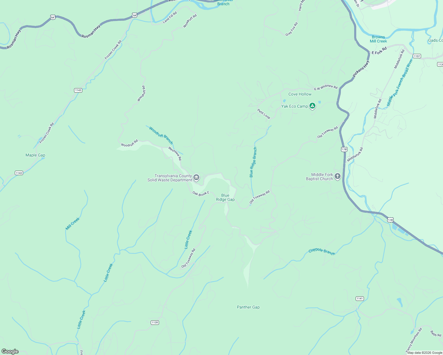 map of restaurants, bars, coffee shops, grocery stores, and more near 294 Howell Rd in Rosman