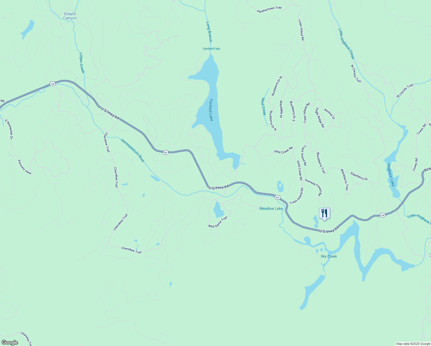 map of restaurants, bars, coffee shops, grocery stores, and more near 115UN-B Dogwood Knob in Sapphire