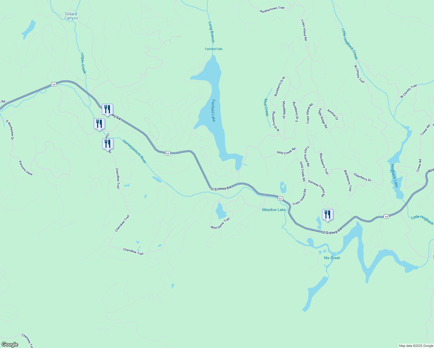 map of restaurants, bars, coffee shops, grocery stores, and more near 115UN-B Dogwood Knob in Sapphire