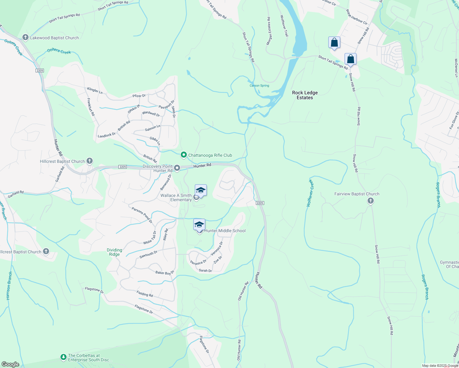 map of restaurants, bars, coffee shops, grocery stores, and more near 5843 Caney Ridge Circle in Ooltewah