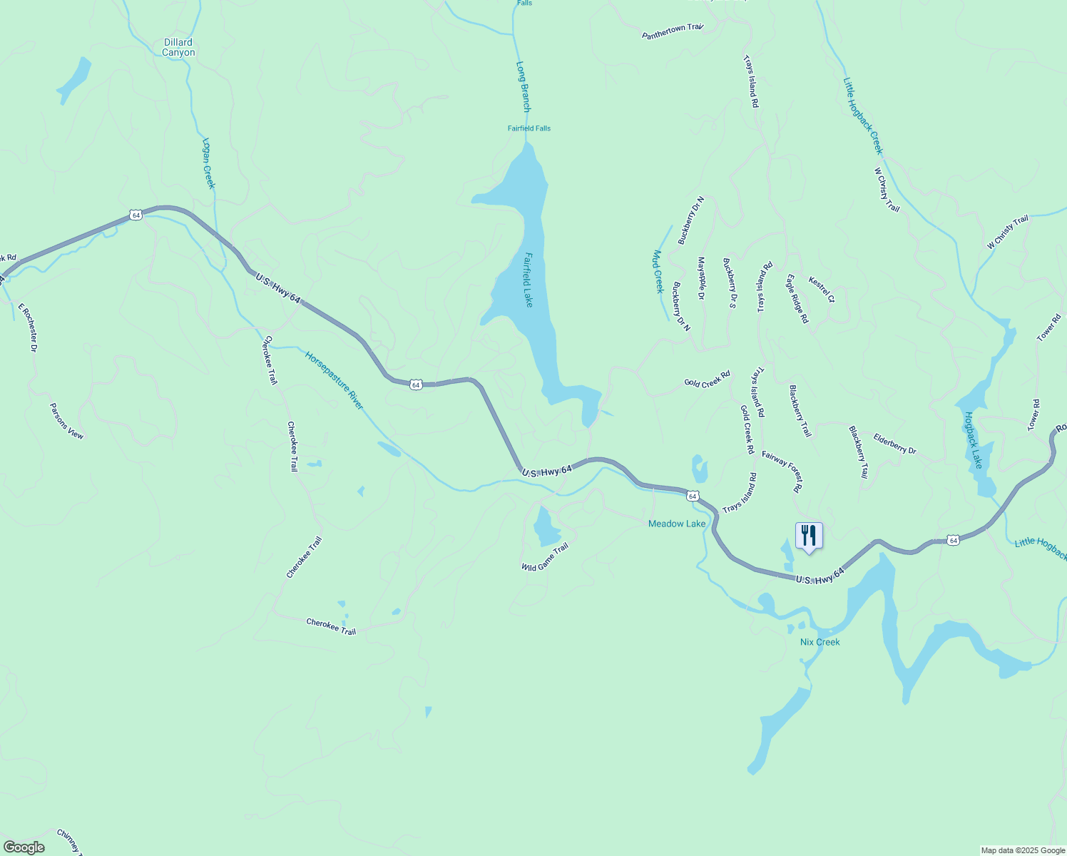 map of restaurants, bars, coffee shops, grocery stores, and more near Dogwood Knob in Jackson County