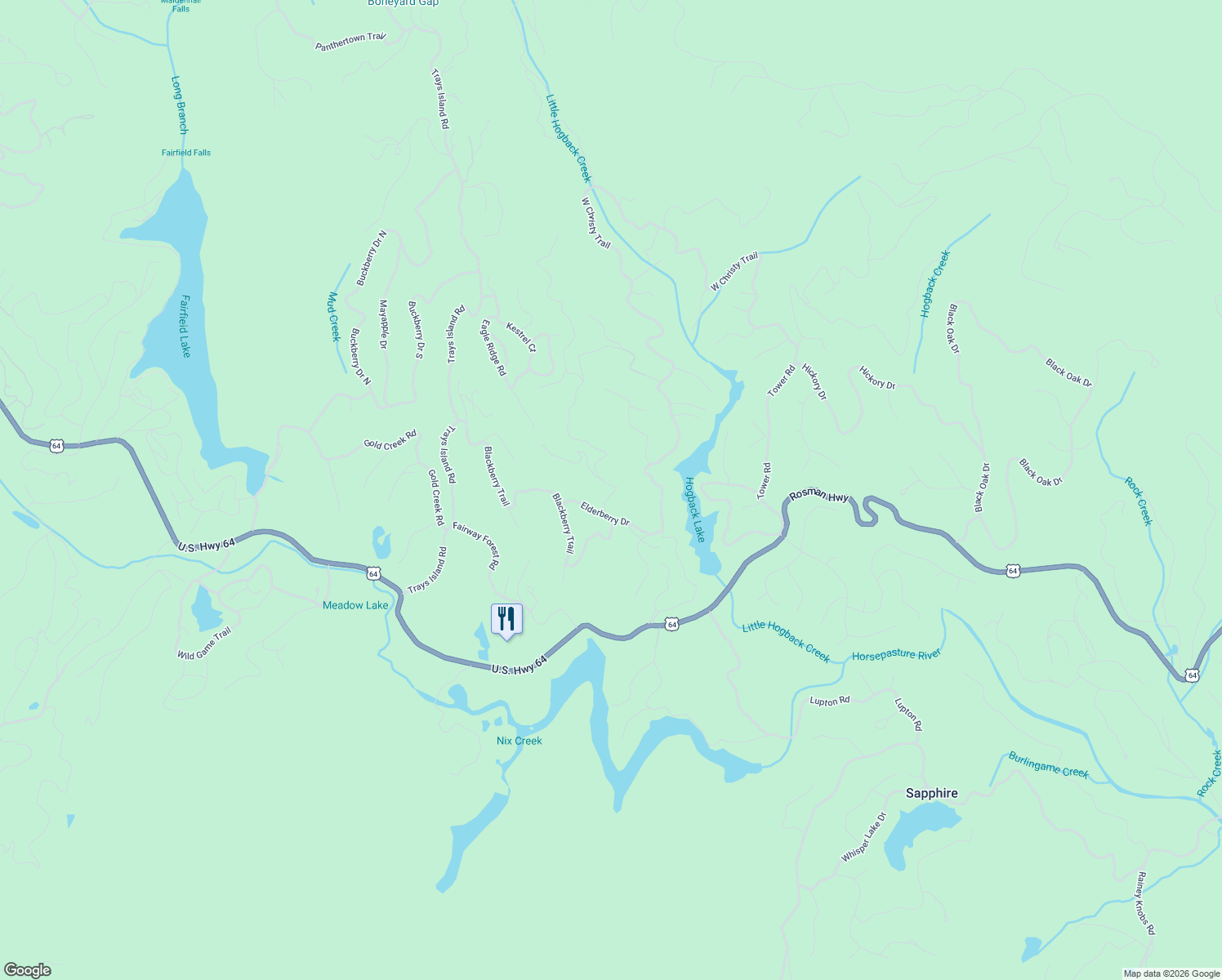 map of restaurants, bars, coffee shops, grocery stores, and more near 23 Trillium Court in Sapphire