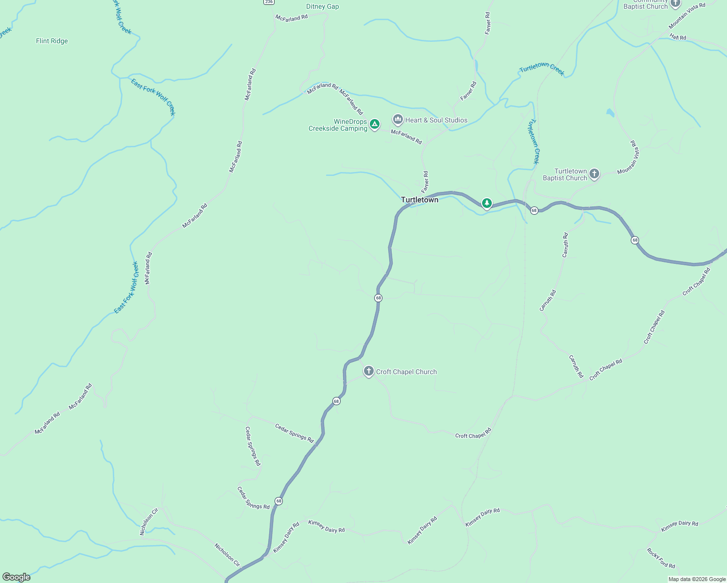 map of restaurants, bars, coffee shops, grocery stores, and more near 135 Vest Road in Turtletown